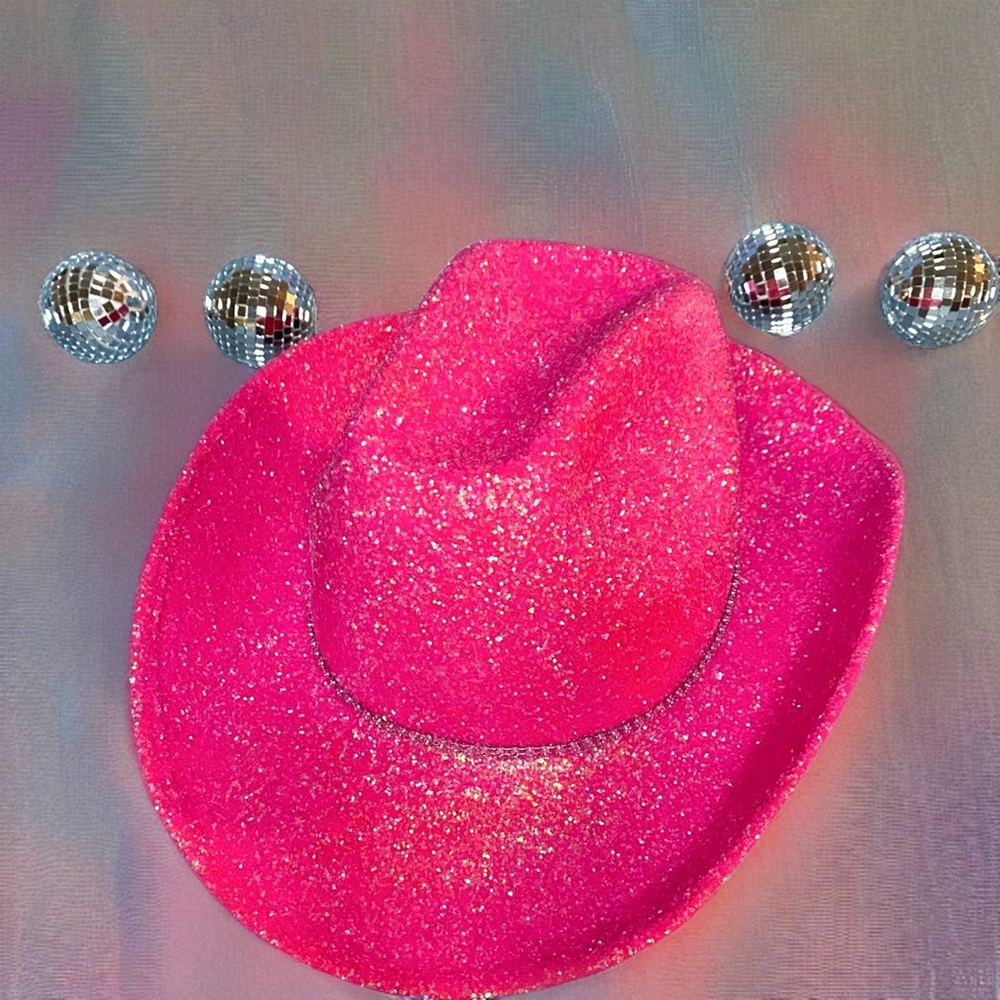 Pink glitter cowboy hat.